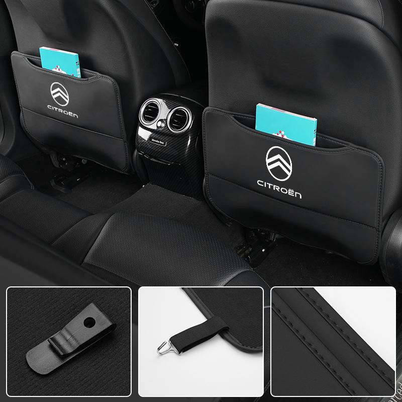 JBTY5 Car Seat Back Semi-Cover Anti-Kick Pad Waterproof For Citroen C4 C3 C5 C1 C2 Berlingo Celysee Cactus Picasso Aircross Saxo