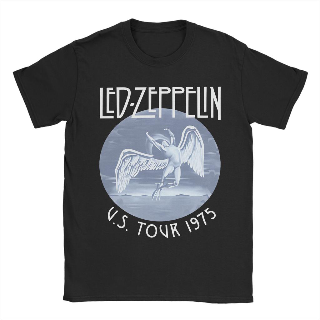 Rock Band Led Zeppelin 75th Anniversary T Shirt Summer T Shirts Men 100 Cotton Crew Neck Top Tees ShortSleeve Vintage Tshirt