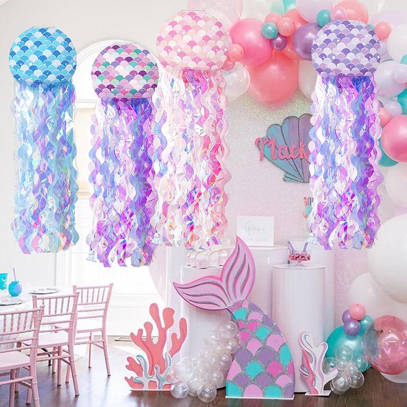 Mermaid Jellyfish Paper Lantern Ocean Themed Lantern Girl Mermaid Jellyfish Birthday Party Decorations Supplies