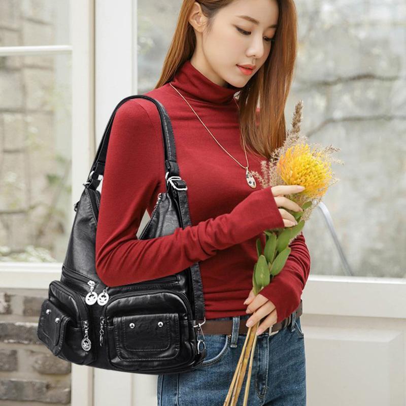 Mode Multi-taschen Schulter Tasche Für Frauen Große Kapazität Umhängetasche Hohe Qualität Leder Messenger Handtasche Geldbörse