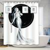Luxurious Black White Art Deco Style Bathroom Shower Curtain with Elegant Woman Design for Home Decoration (Size: 180x240cm) Add