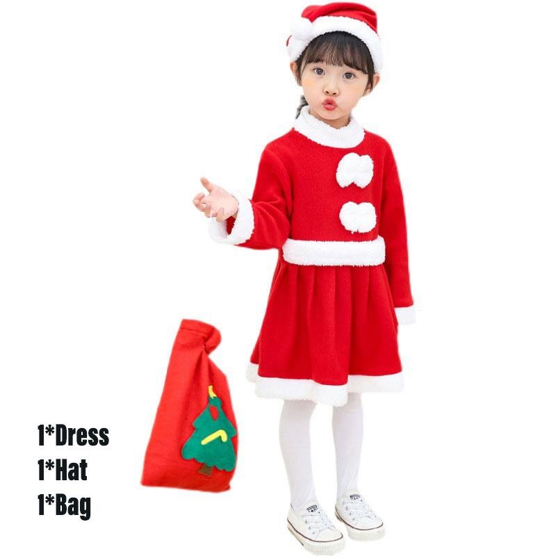 Unisex Children's Christmas Clothing High-quality Polyester Fiber Santa Claus Costume For Performances Available In Both Boys And Girls Styles
