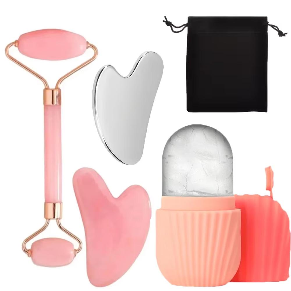 Facial Roller Gua Sha Set Stainless Steel Scraping Board Silicone Ice Face Roller Mold Skin Care Massage Face Skin Care Tools