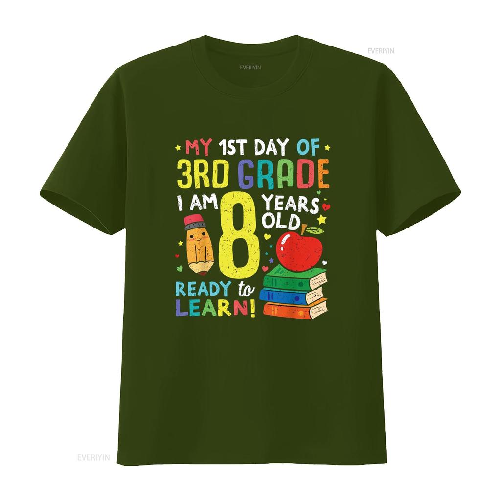 3rd Grade Back To First Day of School T Shirt Boys Girl Vintage Washed Streetwear Top For Everyday Wear Fashion Stretched