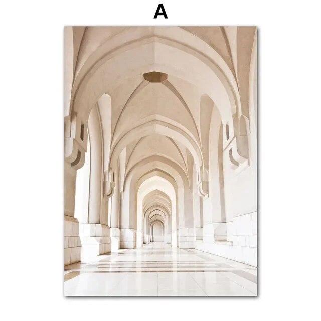Arabische Moscheetür, muslimische islamische Poster und Drucke, beige Schilfrohr-Blumen-Leinwand-Kunstgemälde, Bilder für Schlafzimmer-Wanddekoration