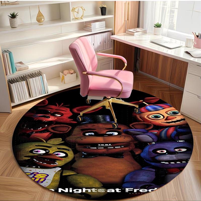 Five Nights at Freddy's Druck Runder Teppich, Waschbarer Bodenläufer, Für Eingangsbereich Wohnheim Waschküche Büro Arbeitszimmer, Heimdekoration Geburtstag Weihnachtsgeschenk