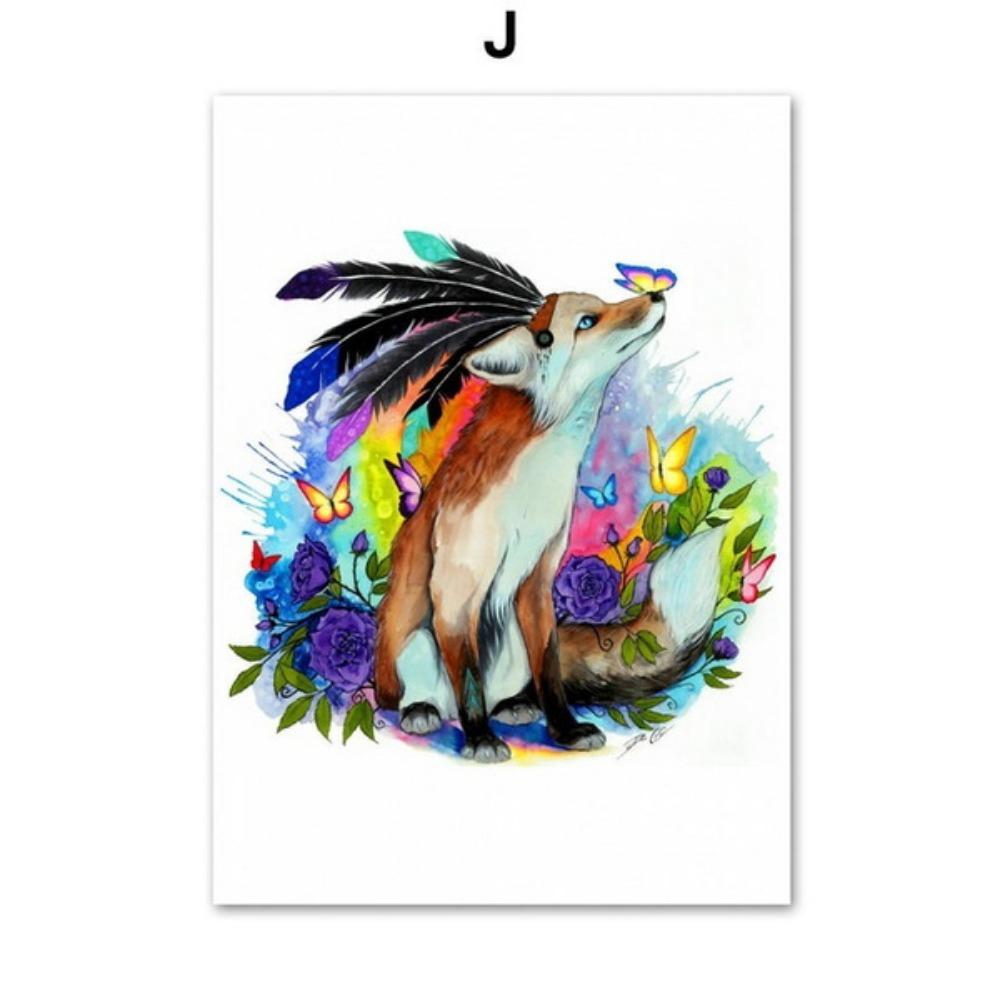 Peinture sur toile abstraite nordique avec animaux, affiche imprimée, images murales pour la décoration de la maison et du salon