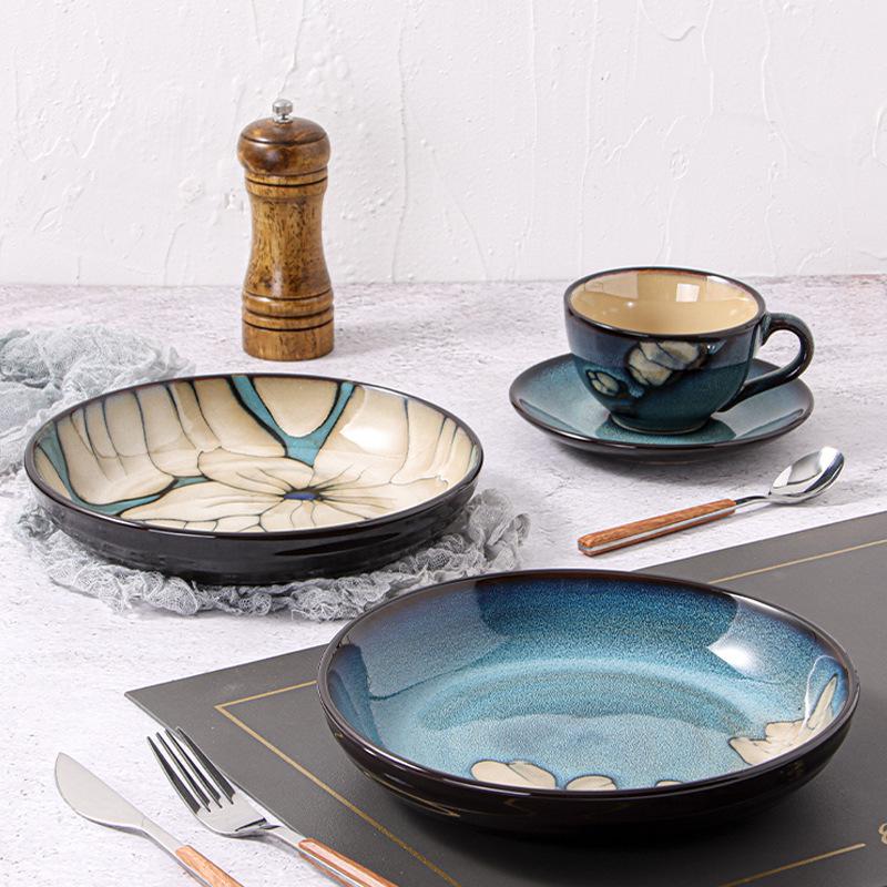 Creative Kiln Change Glaze Western Plate Steak Plate Home Dining Plate Ceramic Plate Underglaze Color Pasta Plate Breakfast Plate