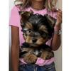 Damenbekleidung T-Shirt 3D Tier Hund Print Urlaub Rundhals lässig vielseitig bequem Pullover kurzärmelig Sommer Top