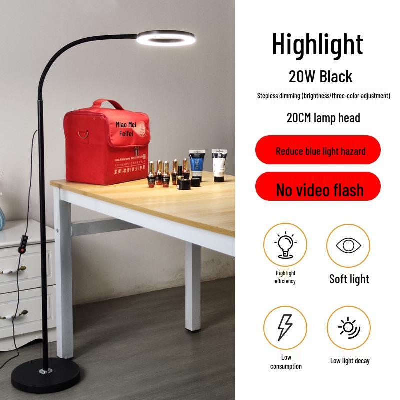 Eyelash Extension & Microblading Floor Lamp - 110V Shadowless Cold Light for Beauty, Nail Salons & Tattoo Fill