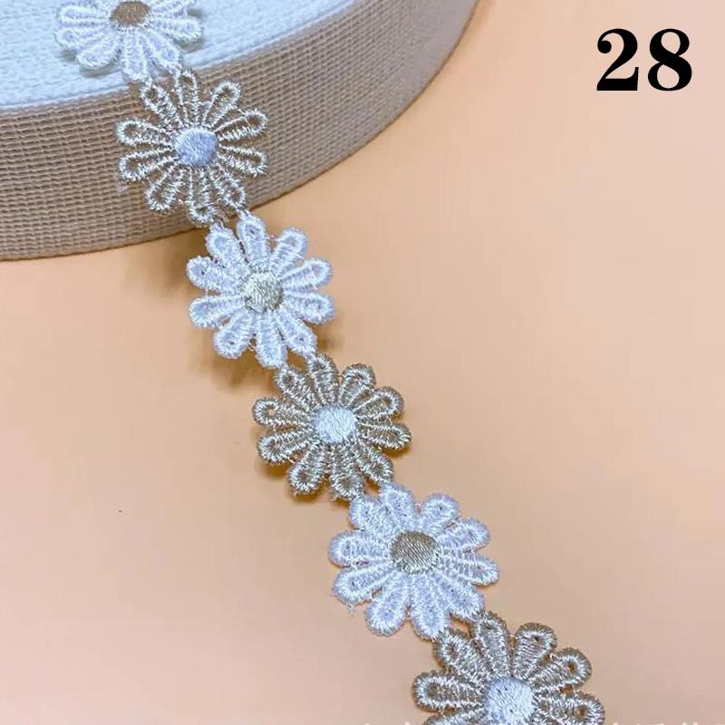 25mm Daisy Flower Lace Trim Colorful Embroidered Ribbon For DIY Crafts Sewing Supplies Knitting Wedding Handmade Patchwork