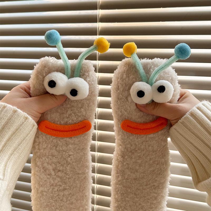 Caterpillar Plyschgolvsockor, Roliga Djur Knähöga Toffelsockor, Ultramjuka för Kvinnor Män Tonåringar, Mysig Unisex-present Julstrumpa