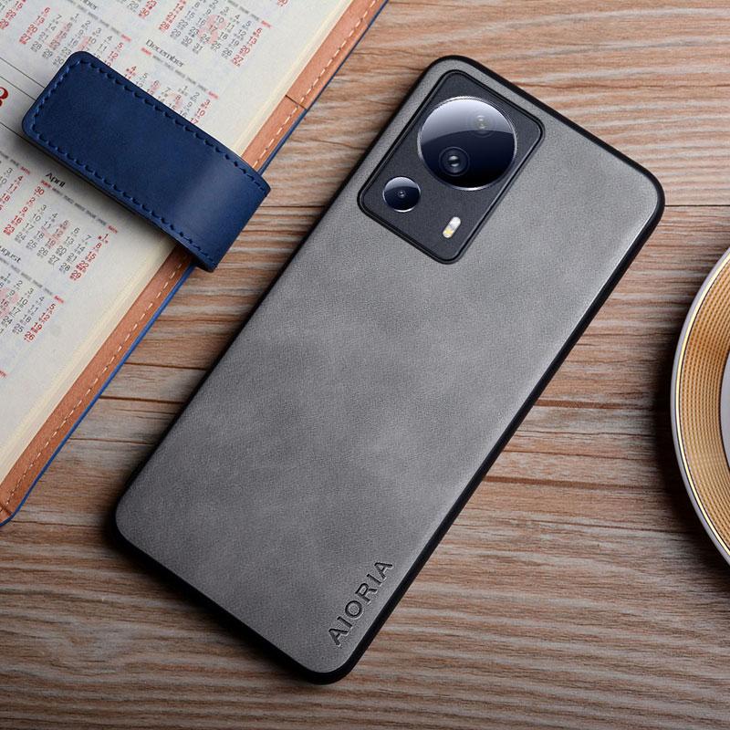 Ledertasche für Xiaomi 13 Lite 5G, seidiges Gefühl, fingerabdrucksicher, langlebig, matte Abdeckung für Xiaomi 13 Lite Case Funda