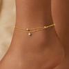 Double Layer Round Bead Zircon Anklet for Women