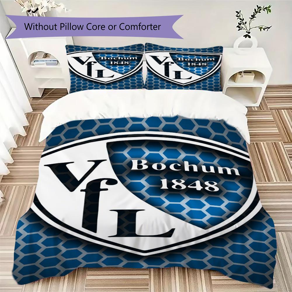 VfL Bochum 1848 Σετ κλινοσκεπασμάτων με μοτίβο uilt, κάλυμμα uilt, μαξιλαροθήκη, διακόσμηση σπιτιού, δώρο γενεθλίων (1 * παπλωματοθήκη + 2 * μαξιλαροθήκη χωρίς πυρήνα)98