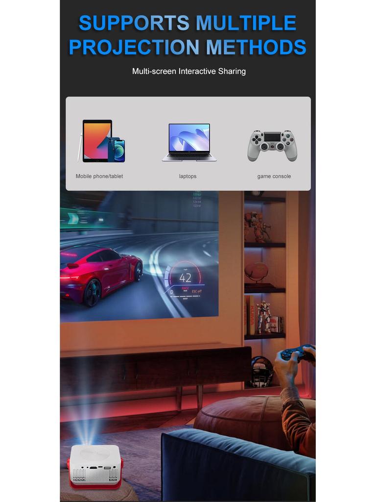 M60 Portable HD Mini Projector: Wireless, Compact Home Projection