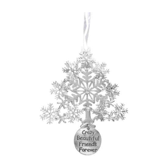 Weihnachts-Freundschaftsanhänger Geschenk Metall Hängende Schneeflocke/Stern/Rund/Schneemannförmige Dekoration mit Segen