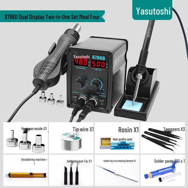 Anli Xin 878D/858D Hot Air & Soldering Station Combo for Lead-Free Mobile & PC Welding