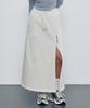 Empebeu Double Line Slit Long Skirt Oatmeal
