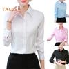Women Shirt Lapel Long Sleeve Single Breasted Shirt Tops Solid Color Work Formal Shirt Versatile Tops