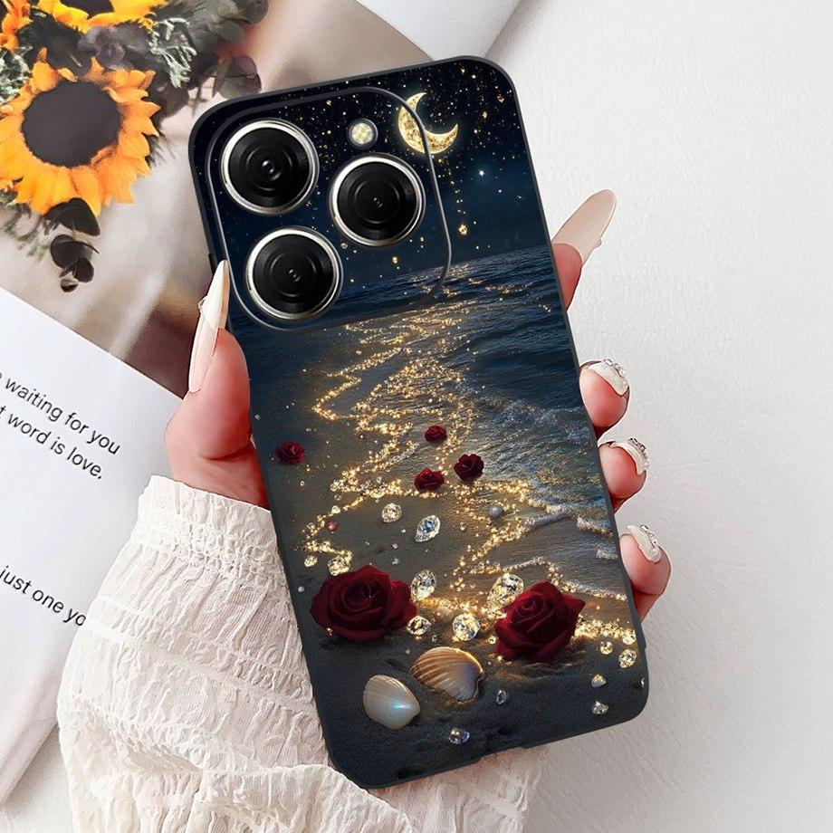 Luxury Matte Silicone Soft Case For Tecno Spark 20 20Pro 20 Pro+ 4G 5G Spark 20C KJ7 KJ6 KJ5 BG7 Capa Flower Loving Heart Cover