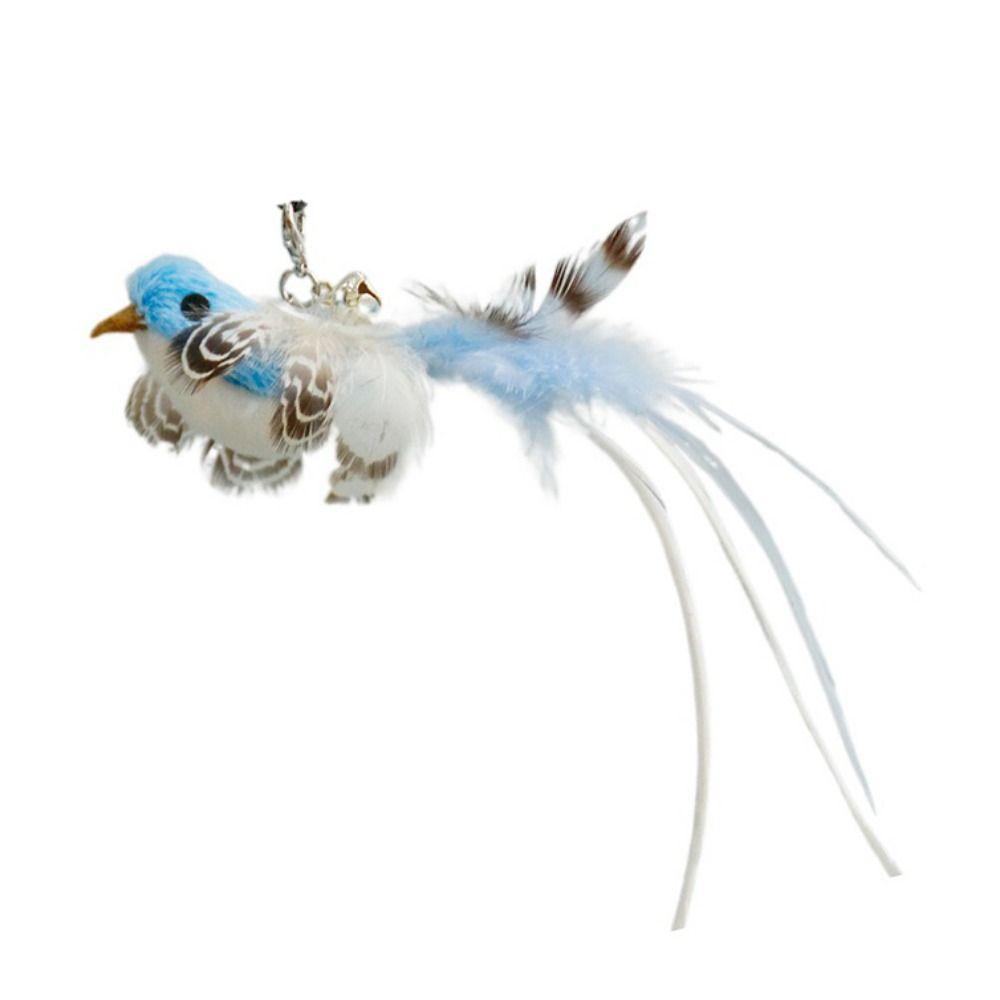 Simulated Bird Cat Stick Head Cat Teaser Stick Colorful Cat Teaser Stick Replacement Head Suction Cup Teaser Feather Bird