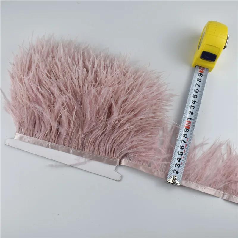Veer1Meter Struisvogelveren op Lint Franje Randafwerking 8-10cm DIY Rok Naaiben Versieringen Randen Veer Jurk Decoratie voor Kleding Decoratie
