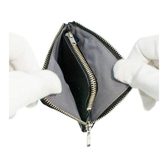 Inden-ya Coin Case F-Coin Case 08 Deer Leather Navy X Black Lacquer Dragonfly Pattern 1008-04-008 8.2cm X 10cm X 1.8cm L-shaped Zipper Coin Purse