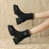 Muffin Thick-soled Martin Boots Women's 2024 Spring and Autumn New Elastic Socks Thin Boots British Style Small Height-increasing Short Boots