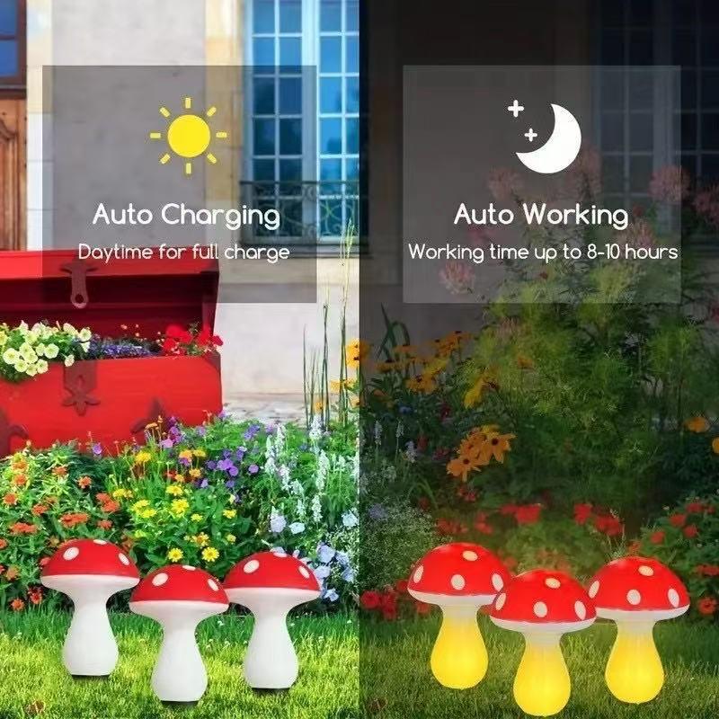Outdoor Waterproof Solar LED Mushroom Light for Garden and Courtyard Decor