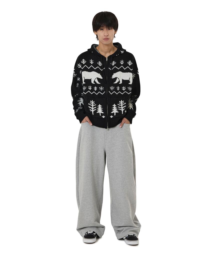 Opeunyadeu(Owai) Polar Bear Knit Hoodie Zip Up - Black