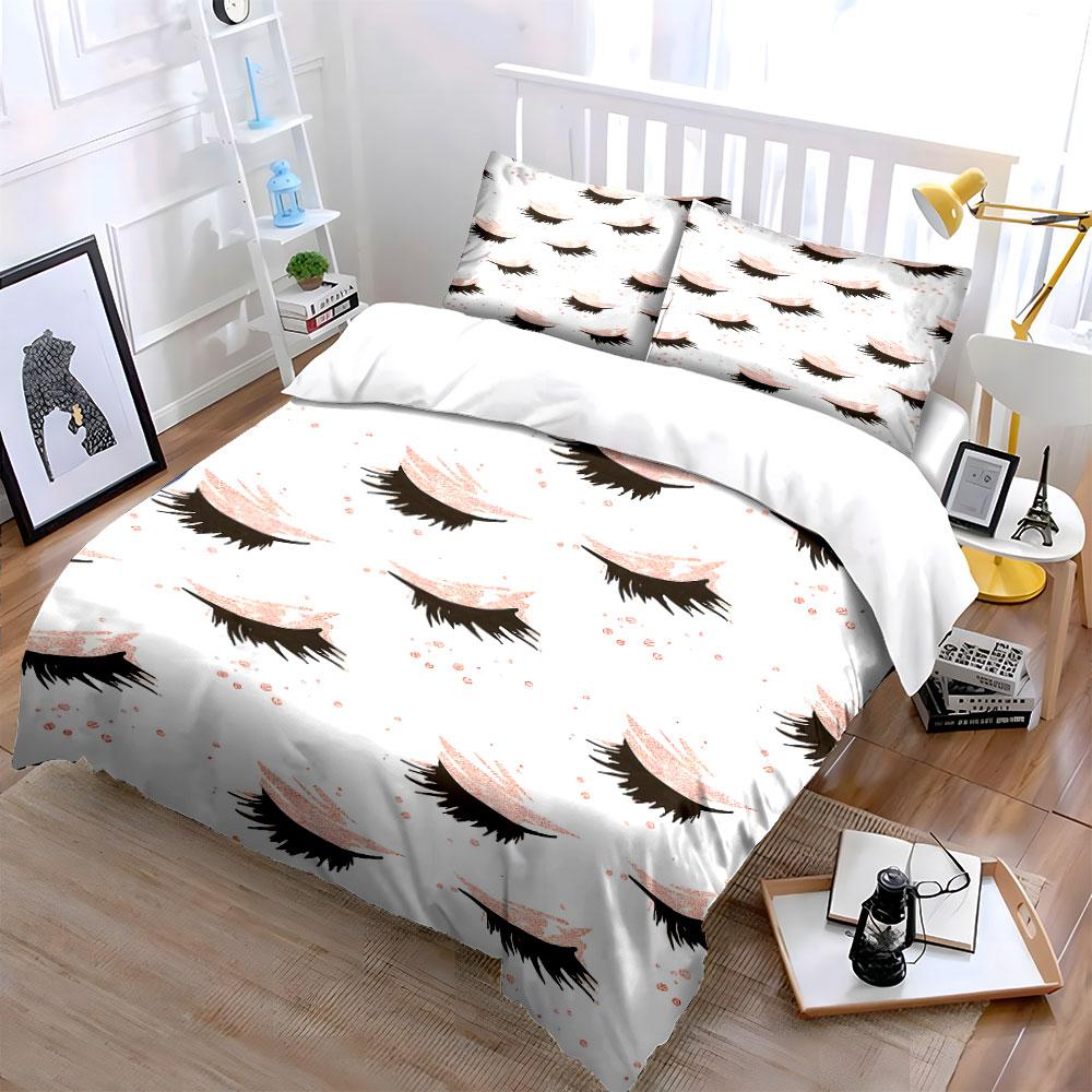 Eyelashes and Sparkles Pattern. Bedding Sets Duvet Cover Sets Duvet Covers Pillowcases(1 * Duvet Cover 2 * Pillowcases Without Duvet Insert)