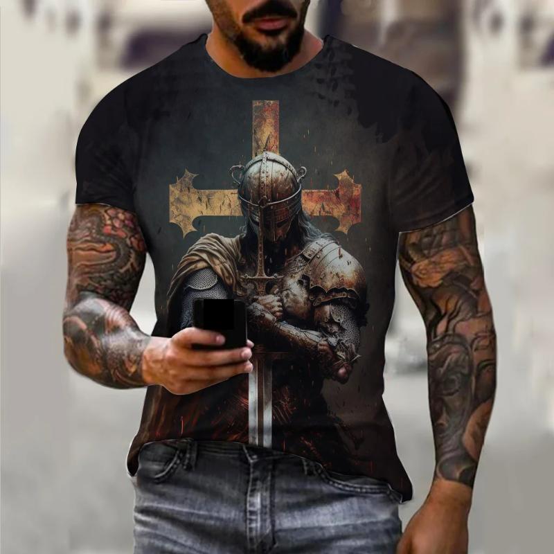 Vintage Spartan 3D Printing Graphic T Shirts for Men Short Sleeve Tee Tops Fashion Oversized Streetwear Men's Casual Clothing