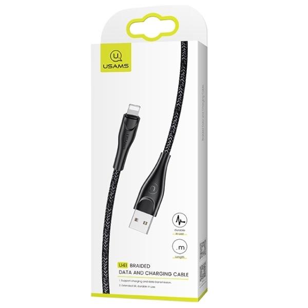 USAMS Lightning Cable 1m Fast Charging Black