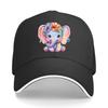 Adjustable Snapback Baseball Cap Cute Elephant Print Dad Hat Suitable for Outdoor Sports Hiking Sandwich Baseball Cap