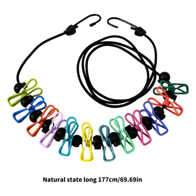 Pack Of 2 Portable Travel Clotheslines With Clip And Nonslip Hook Flexible Drying Cord For Camping Laundry Drying