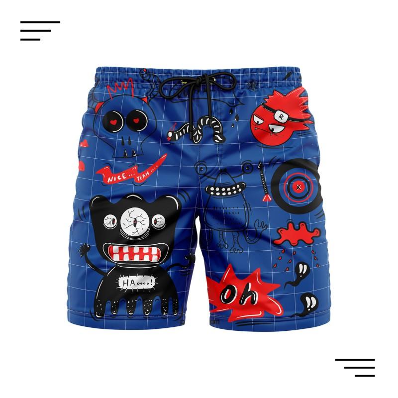 Mens Lightweight Printed Swim Trunks Quick-Dry Beach Shorts Travel Gym Casual Wear