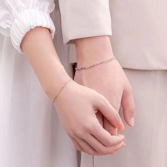 Yousheng Couple Bracelet Simple Style Copper Adjustable Length Extended Chain Polished Rustproof Lightweight Love Gift Unisex Wrist Jewelry