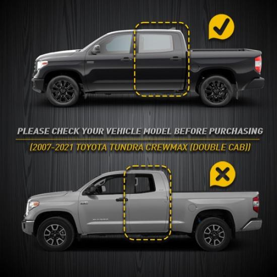 Left Right 2X Roof Trim Molding Drip For Tundra 2007- Toyota Black Crewmax