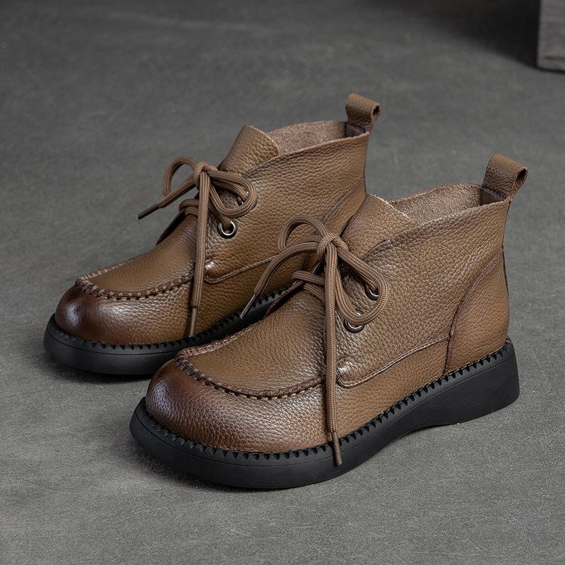 GKTINOO 2024 Women Platform Boots Chunky Motorcycle Genuine Leather Booties Female Height Flat Shoes Ladies Botas Combat