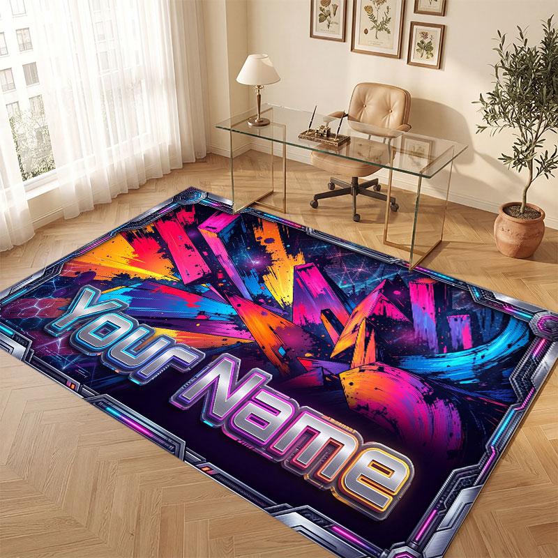 Covor de podea din catifea de cristal cu tematică magică fantasy, covor cald personalizat cu nume și text, decorațiune pentru casă