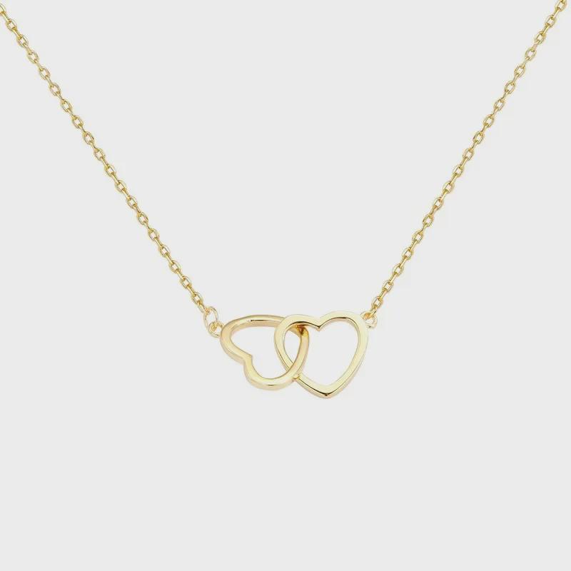 Halskette aus Titanstahl mit Doppelring und koreanischer Liebeskette aus 18 Karat Gold – einfache, luxuriöse Schlüsselbeinkette für Damen