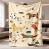 2026 New Arrival Flannel Blanket 1pc DogThemed Blanket Soft AllSeason Washable, Hypoallergenic & TearResistant, Vibrant Cartoon Dog Design with MEAL T