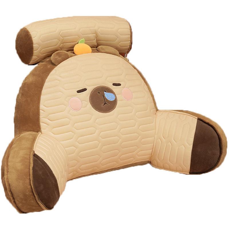 Cartoon Capybara Lounge Pillow With Embroidered Plush Cover For Bed Sofa Supporters