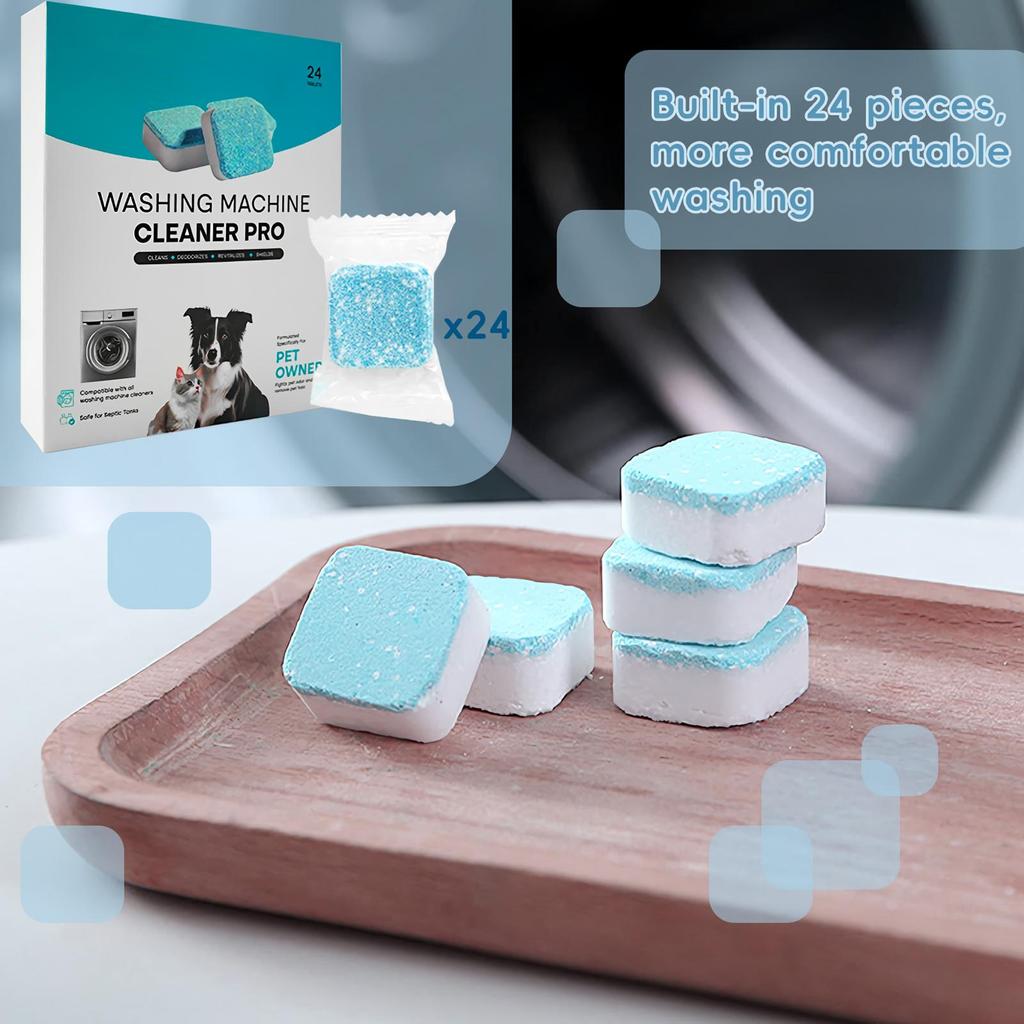 Reinigingstabletten Voor Wasmachine 24 Stuks Wasmachinereiniger Tabletten Diepe Reiniging Vlekkenverwijderaar Wasmachine Trommel Deodorizer