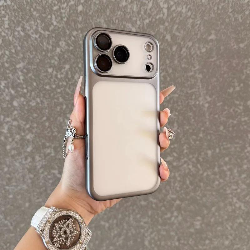 Capa Transparente Fosca de Luxo Para iPhone 17 Air 16 Pro Max Plus Moldura Galvanizada Película de Proteção para Lente Anti-queda Capa Dura de PC Transparente