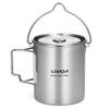 750ml Stainless Steel Pot Portable Water Mug Cup with Lid and Foldable Handle Outdoor Camping