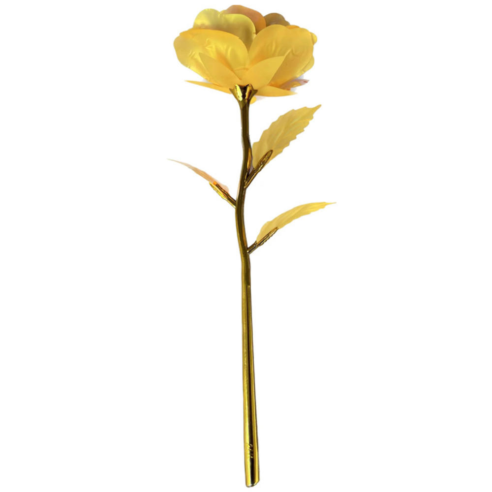 24K Gold Foil Rose Flower Creative Gift Emulated Flower Valentine's Day Gift Single Gold-plated Rose Bouquet Box Home Decro