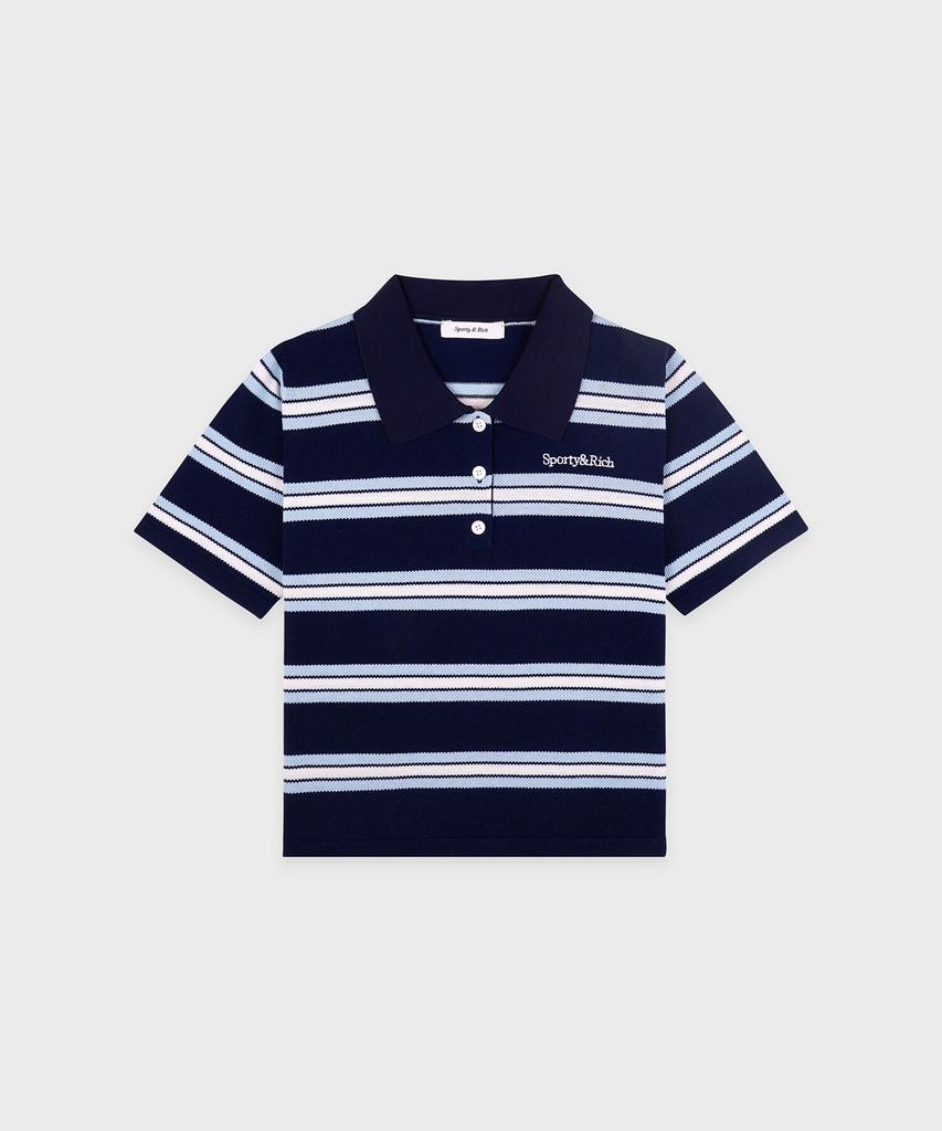 SPORTY&RICH Serif Logo Silk Pique Crop Polo R255Aw2005