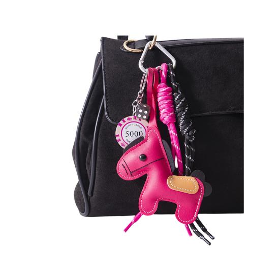 Keychain Vibrant Color Imitation Leather Horse Design Key Chain Pendant Lightweight Key Holder with Rope Phone Bag Accessory